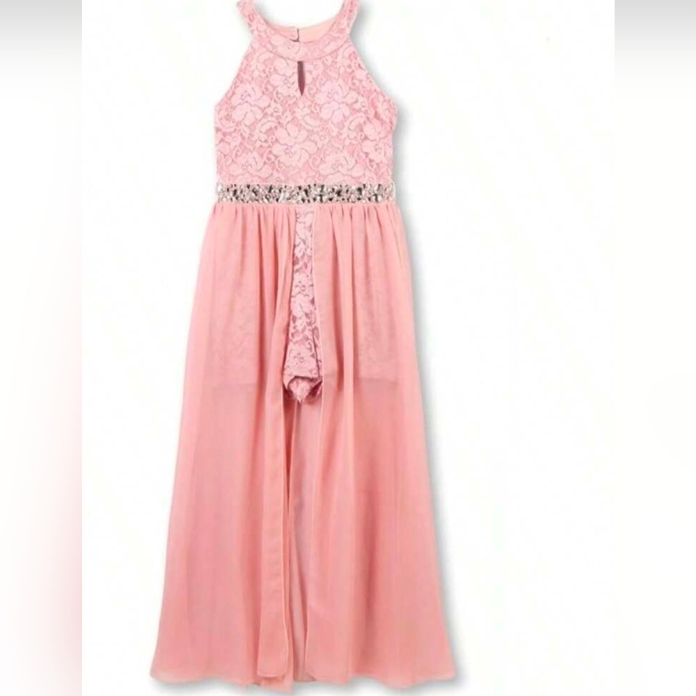 Elegant Pink Lace Kids Dress